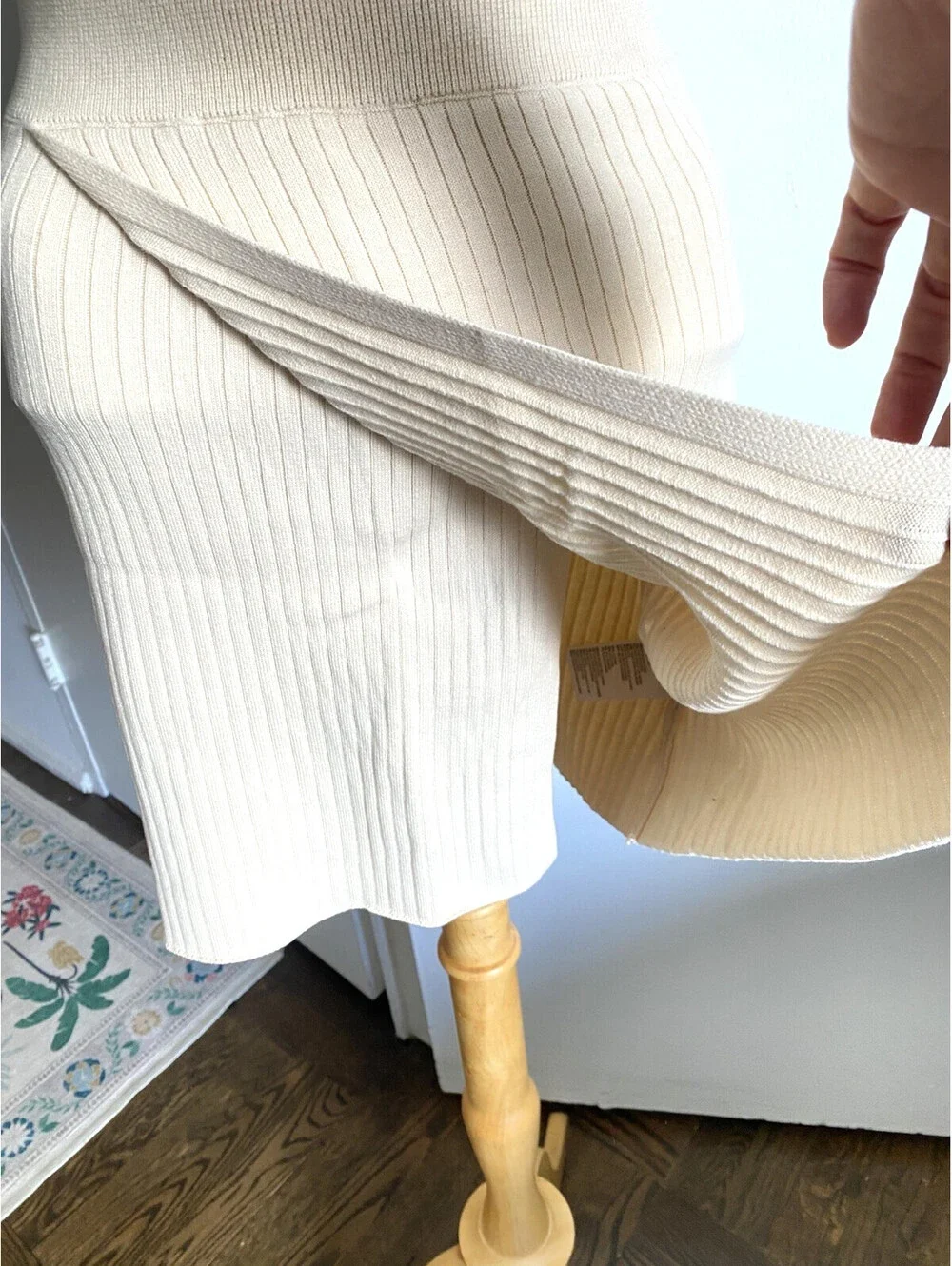 NWOT Free People XS Ribbed Knit Mini Skirt Cream Ivory Cotton Blend